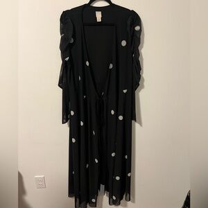 H&M Black and White Polka Dot Maxi wrap Dress